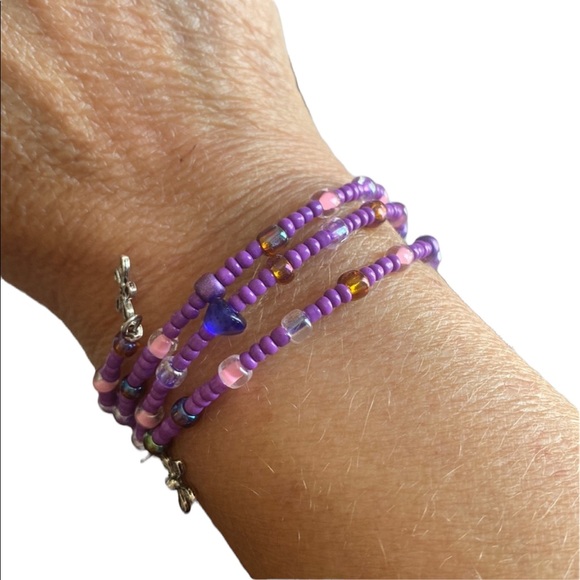 Handmade Petite Purple and Pink Wrap Bracelet - Picture 1 of 4